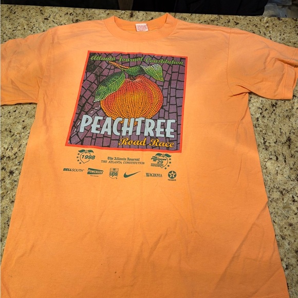 Vintage 1998 Atlanta Peachtree Road Race Orange T-Shirt - Picture 4 of 11